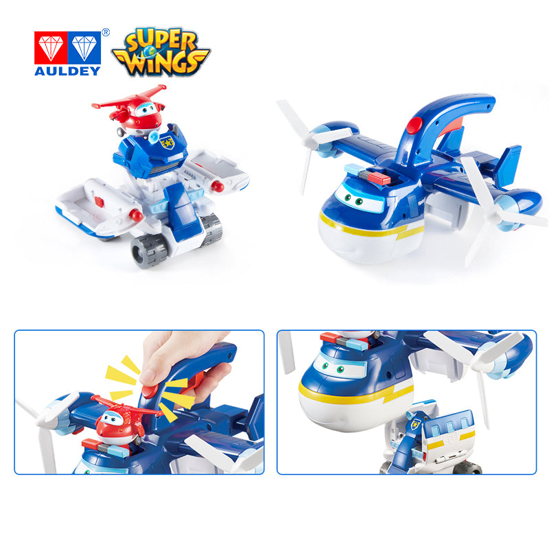 Super Wings Season 3 Police Patrol BADGE Airplane Playset with Mini JETT
